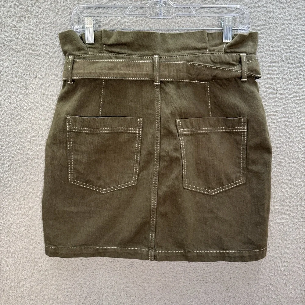 Free People‎ Skirt Womens 10 Army Green Splendor In The Grass Paperbag Waist NEW